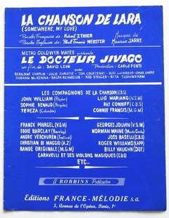 Partition de La Chanson de Lara, archive 1967